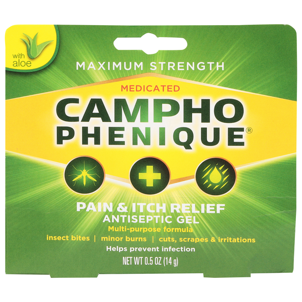 Muscles, Joints & Pain Relief Campho Phenique Pain & Itch Relief, Maximum Strength, Antiseptic Gel hero