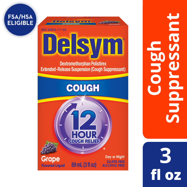 Cold, Flu & Allergy Delsym® Adult Cough Suppressant Liquid, Grape Flavor hero