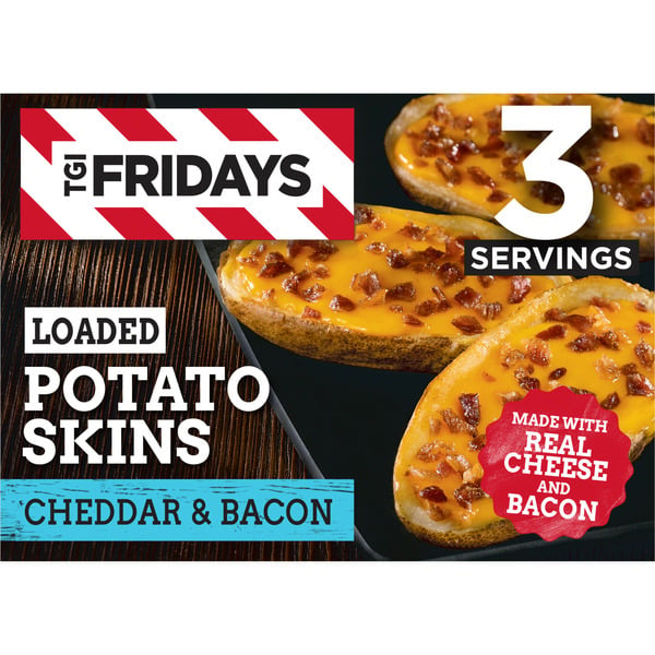 Frozen Appetizers & Sides TGI Fridays Potato Skins Stuffed With Cheddar Cheese And Applewood Smoked Bacon hero