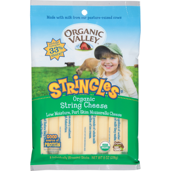 Packaged Cheese Organic Valley String Cheese, Organic, Mozzarella hero