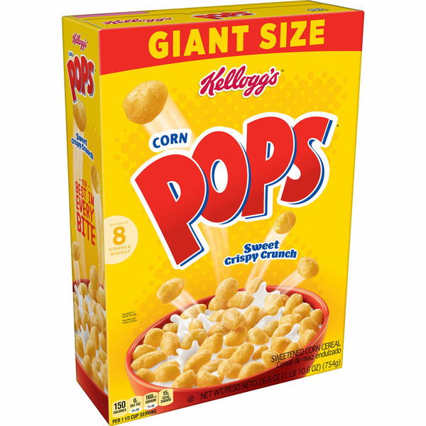 Cereal Corn Pops Cold Breakfast Cereal, 8 Vitamins and Minerals, Original hero