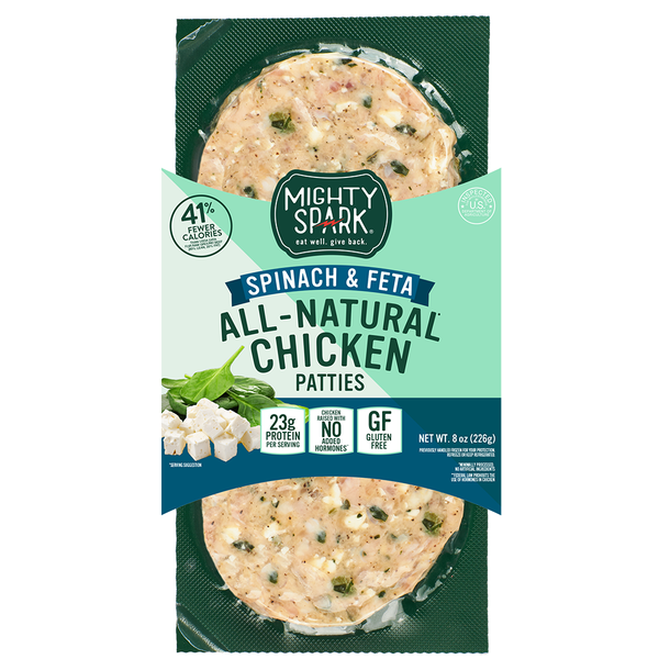 Packaged Poultry Mighty Spark Spinach & Feta Chicken Patties hero