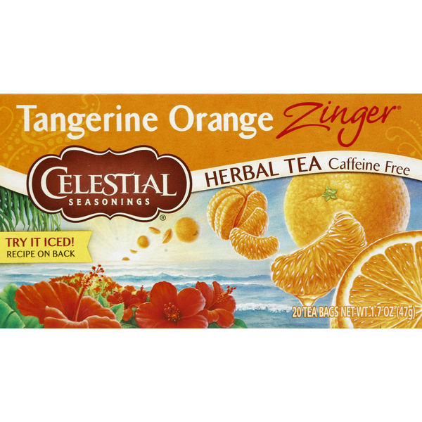 Tea Celestial Seasonings Zinger Tangerine Orange Caffeine Free Herbal Tea hero