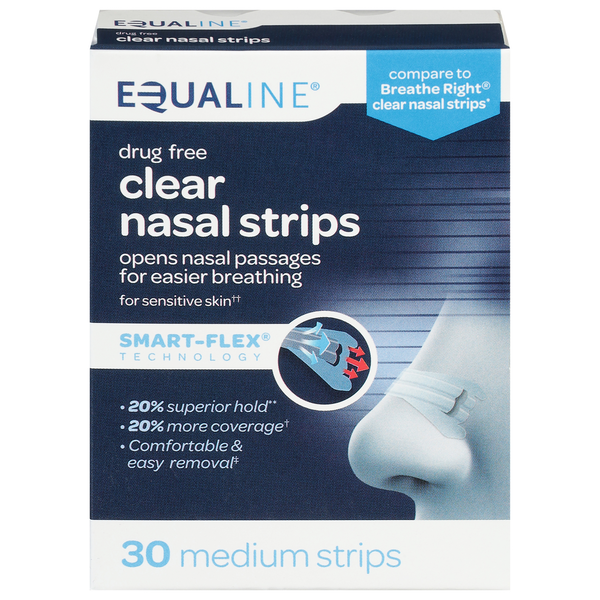 Cold, Flu & Allergy Equaline Nasal Strips, Clear, Medium hero