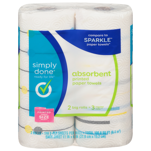 Paper Goods Simply Done Paper Towels, Printed, Absorbent, Simple Size Select, 2-Ply hero