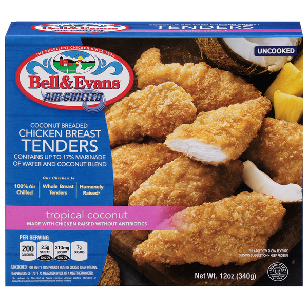 Frozen Meat & Seafood Bell & Evans Chicken Breast Tenders, Coconut Breaded, Tropical Coconut hero