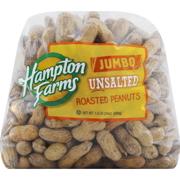 Nuts, Seeds & Dried Fruit Hampton Farms Peanuts, Unsalted, Jumbo, Roasted hero