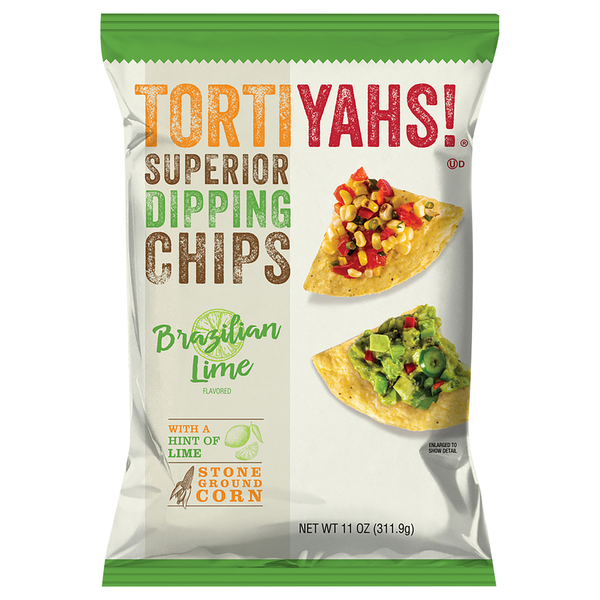 Chips & Pretzels TORTIYAHS! Chips, Superior Dipping, Brazilian Lime Flavored hero