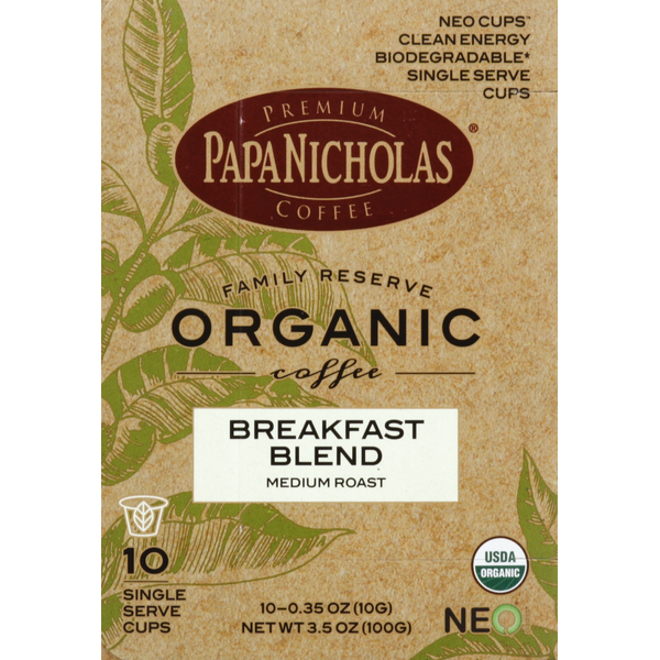 Coffee PapaNicholas Coffee Coffee, Premium, Organic, Medium Roast, Breakfast Blend hero