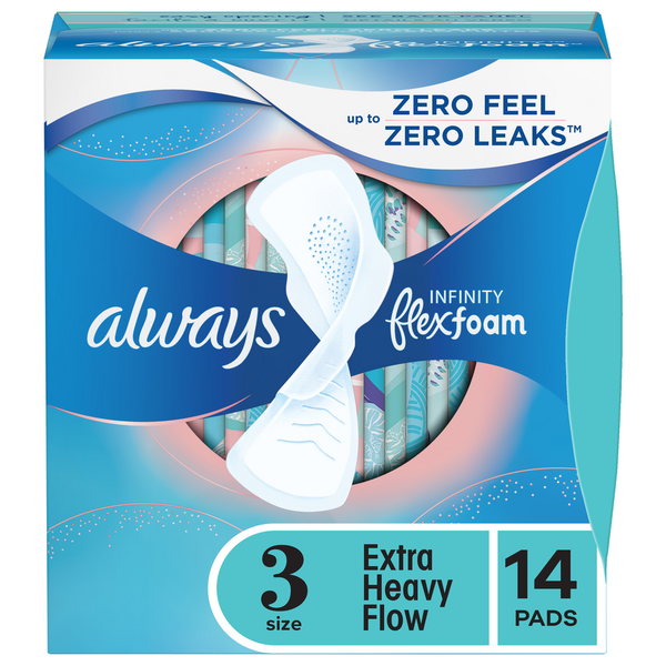 Feminine Care Always Infinity Extra Heavy Sanitary Pads with Wings Unscented hero