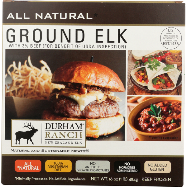 Packaged Meat Durham Ranch Ground Elk W/ 3% Beef hero