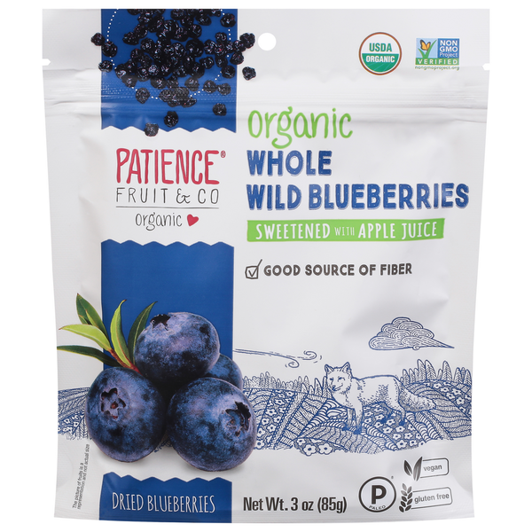 Nuts, Seeds & Dried Fruit Patience Fruit & Co Dried Blueberries, Organic, Whole hero