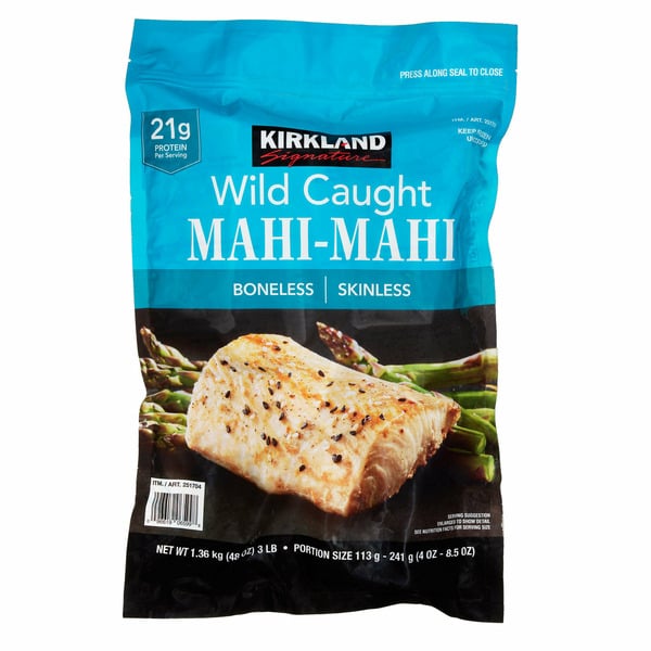 Frozen Meat & Seafood Kirkland Signature Kirkland Signature Wild Pacific Mahi-Mahi, Boneless Skinless, 3 lbs hero