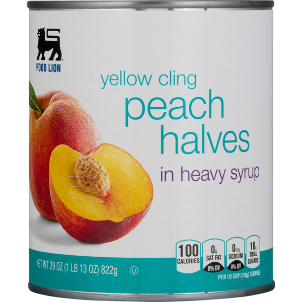 Canned Fruit & Applesauce Food Lion Peach Halves, in Heavy Syrup, Yellow Cling hero