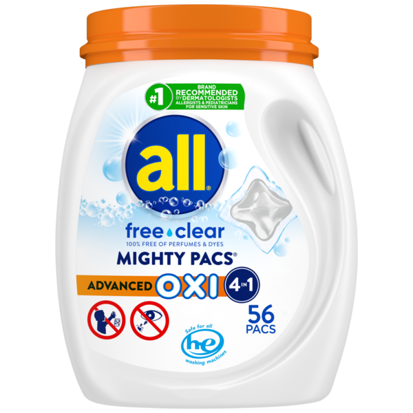 Laundry all Unit Dose Laundry Detergent Free Clear Mighty Pacs OXI hero