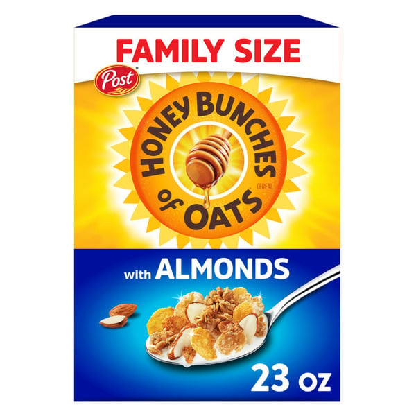 Cereal Post Honey Bunches of Oats with Almonds Breakfast Cereal, Heart Healthy, Large Box, hero