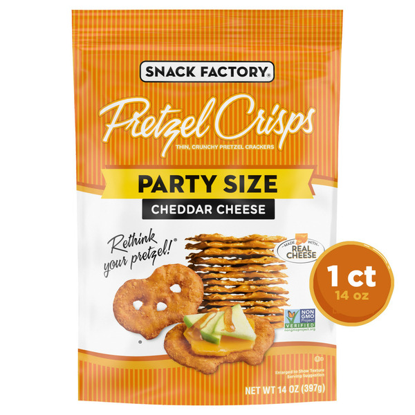 Chips & Pretzels Snack Factory Cheddar Cheese Pretzel Crisps hero