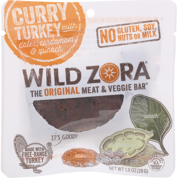 Prepared Meals Wild Zora Meat & Veggie Bar, The Original, Curry Turkey hero