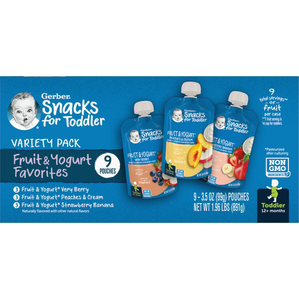 Baby Food & Formula Gerber Baby Food Value Set Fruit And Yogurt Pouch Variety Set Toddler 9 Pouches Each hero