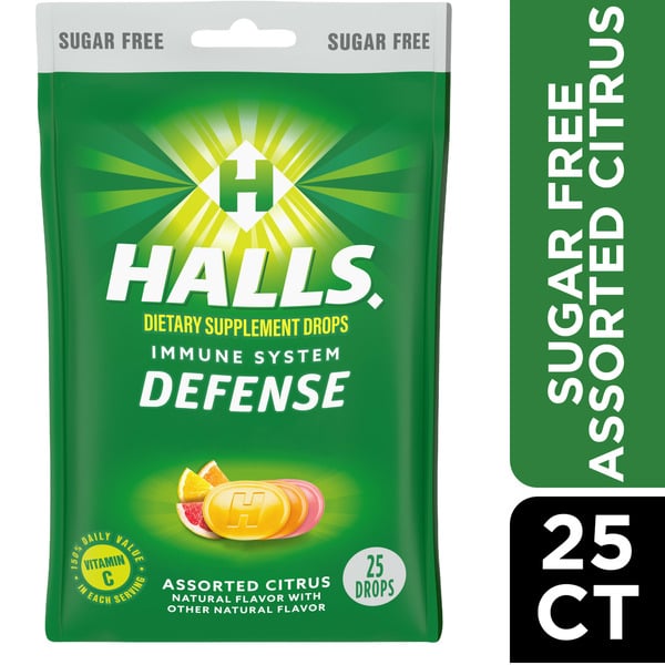 Cold, Flu & Allergy Halls Defense Sugar Free Assorted Citrus Vitamin C Drops hero