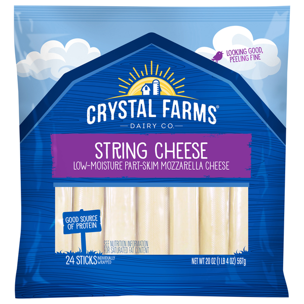 Packaged Cheese Crystal Farms Wisconsin String Cheese hero