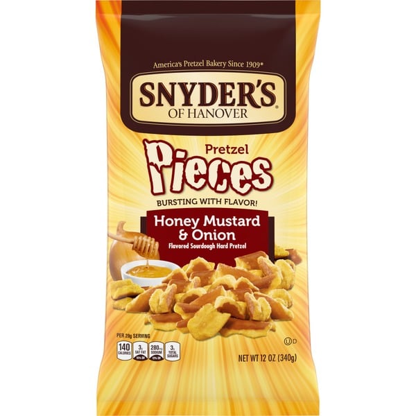 Chips & Pretzels Snyder's of Hanover Honey Mustard & Onion Pretzel Pieces hero