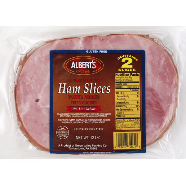 Packaged Meat Albert's Ham, Lower Sodium, Slices hero