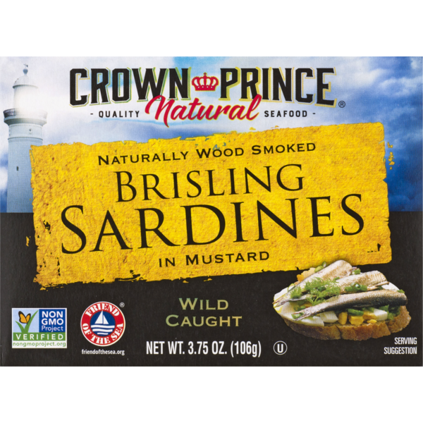 Canned Meat & Seafood Crown Prince Sardines, in Mustard, Brisling hero