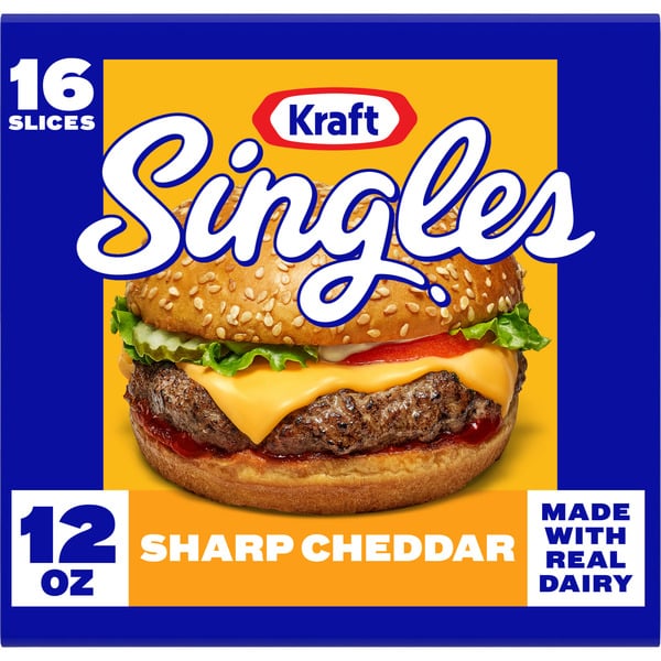 Packaged Cheese Kraft Sharp Cheddar Cheese Slices hero