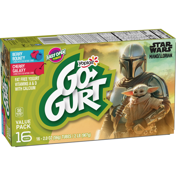 Yogurt Go-Gurt Star Wars The Mandalorian Berry and Cherry Kids Yogurt Tubes hero