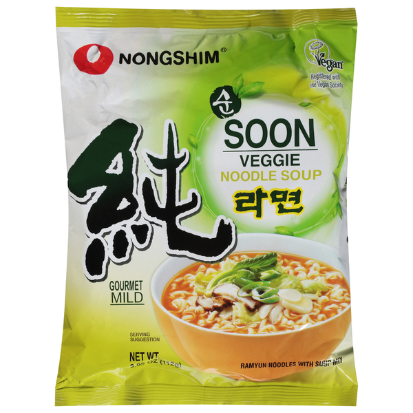 Nongshim Noodle Soup, Soon Veggie, Gourmet Mild hero