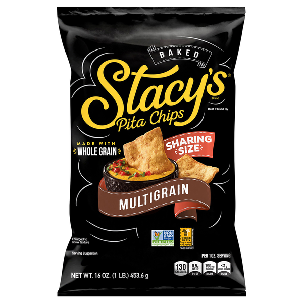 Bread Stacy's Pita Chips, Multigrain, Sharing Size, Baked hero