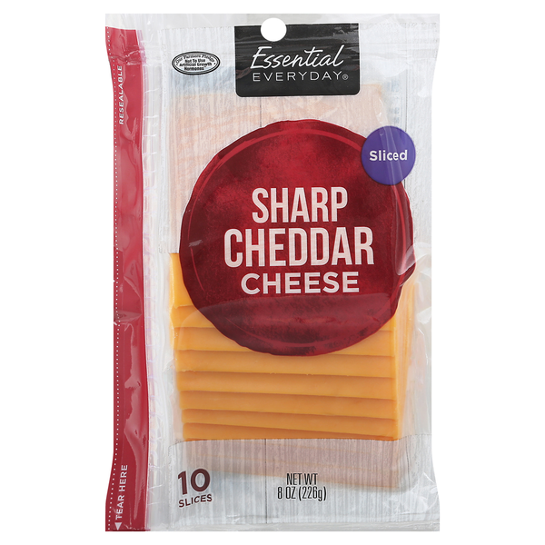 Packaged Cheese Essential Everyday Sliced Cheese, Sharp Cheddar hero