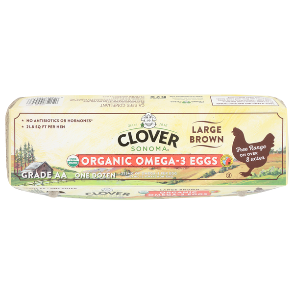 Eggs Clover Sonoma Organic Eggs Omg-3 Large Brown hero