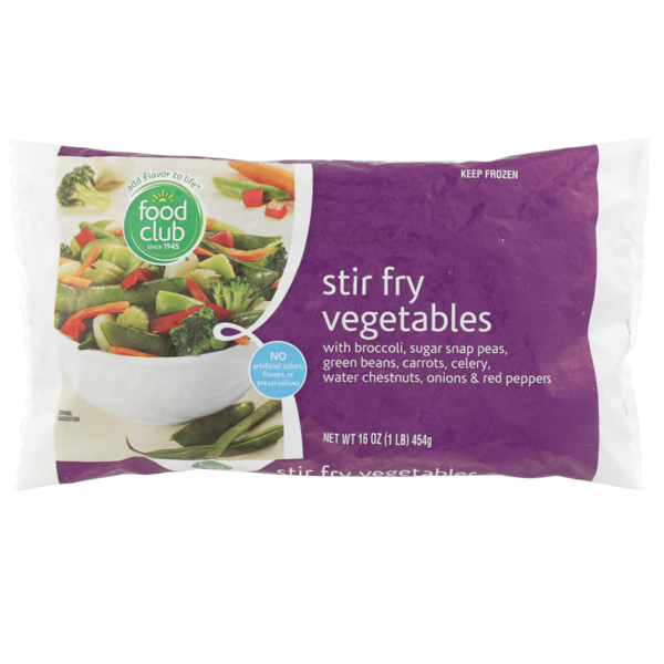 Frozen Produce Food Club Stir Fry Vegetables With Broccoli, Sugar Snap Peas, Green Beans, Carrots, Celery, Water Chestnuts, Onions & Red Peppers hero