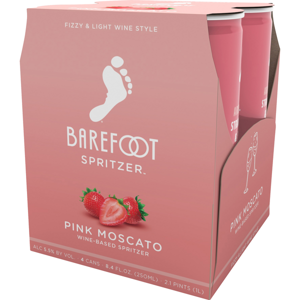 Boxed & Packaged Wine Barefoot Pink Moscato Wine 4 Single Serve Cans hero