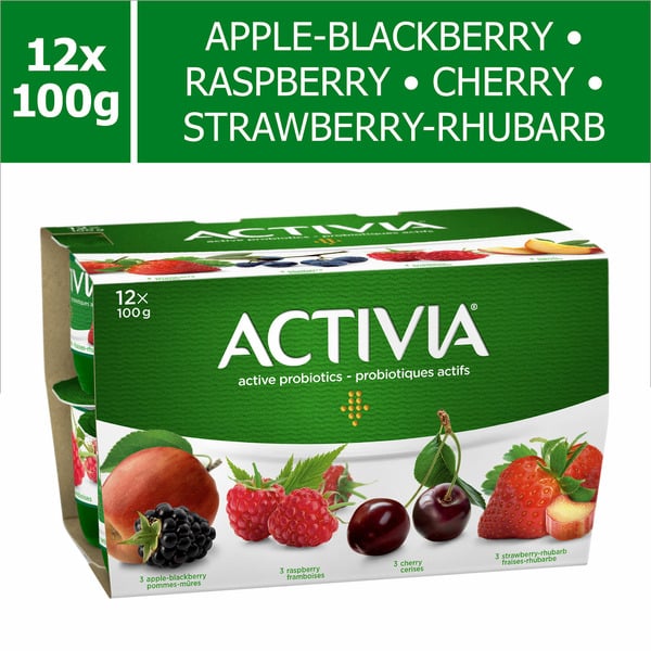 Yogurt Activia Probiotic Yogurt, Raspberry,Apple,Blackberry,Strawberry Flavour hero