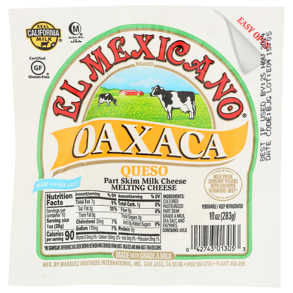 Packaged Cheese El Mexicano Cheese, Part Skim Milk, Oaxaca hero