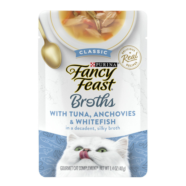 Cat Food & Care Purina Fancy Feast Lickable Wet Cat Food Broth Topper Classic With Tuna, Anchovies and Whitefish hero