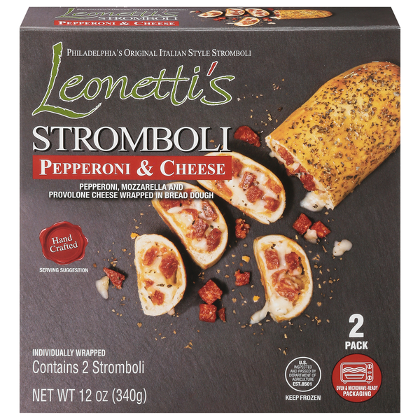 Frozen Appetizers & Sides Leonetti's Stromboli, Pepperoni & Cheese, 2 Pack hero