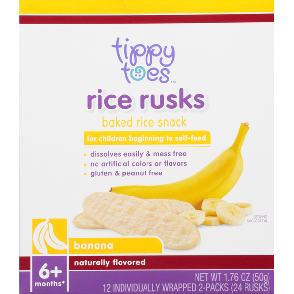 Prepared Meals Tippy Toes Rice Snack, Baked, Banana, Rice Rusks hero