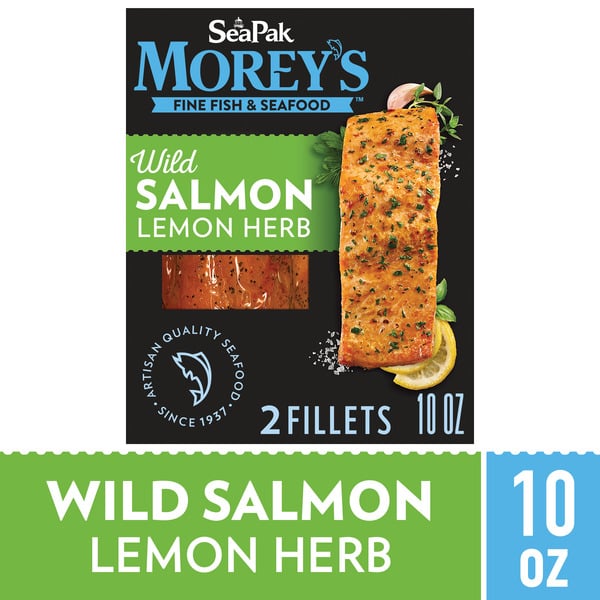 Frozen Meat & Seafood Morey's
 Wild Salmon Lemon Herb, 2 Pack hero