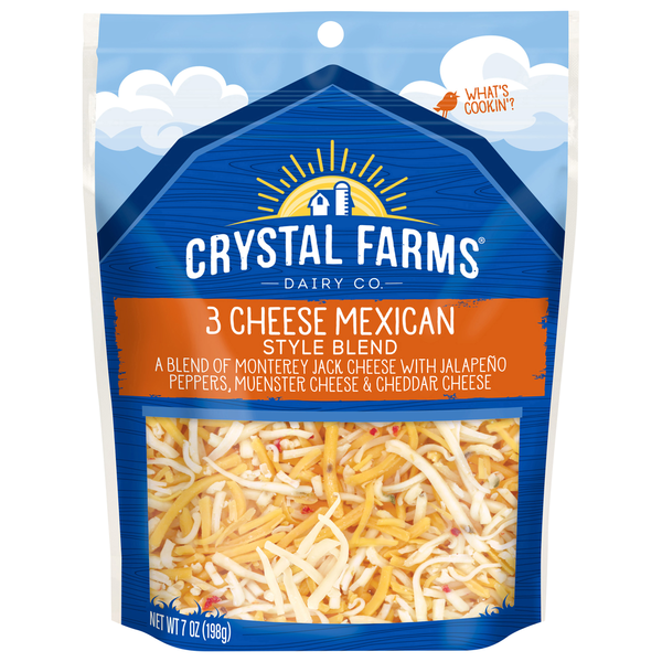 Packaged Cheese Crystal Farms Cheese, 3 Cheese Mexican Style Blend hero