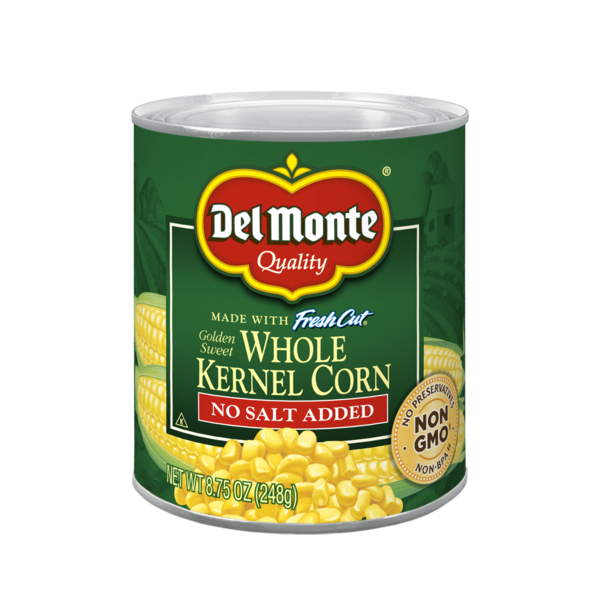 Canned/Jarred Vegetables Del Monte Whole Kernel Corn, Golden Sweet, No Salt Added hero