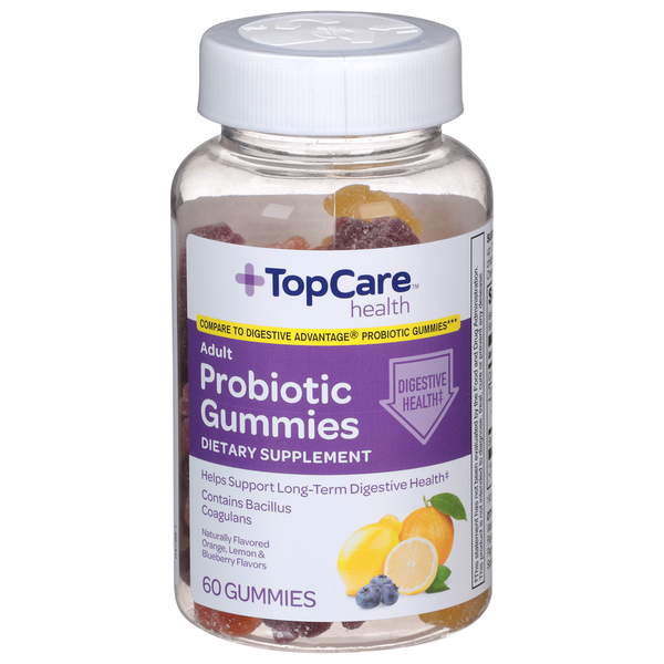 TopCare Probiotic Gummies, Orange, Lemon & Blueberry Flavors, Adult hero