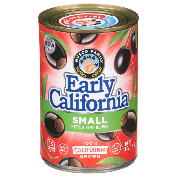 Canned & Jarred Vegetables Early California Olives, Pitted Ripe, Small hero