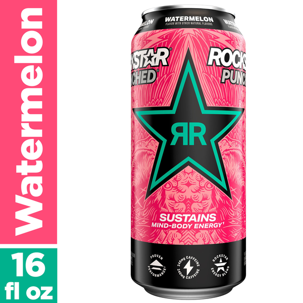 Energy & Sports Drinks Rockstar Punched Energy Drink Watermelon 16 Fl Oz hero