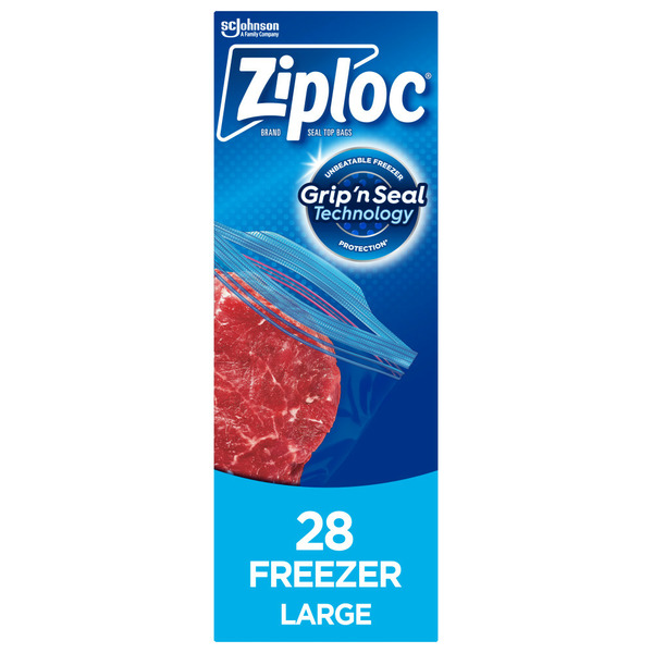 Food Storage Ziploc Freezer Bags Large, with Stay Open Technology hero