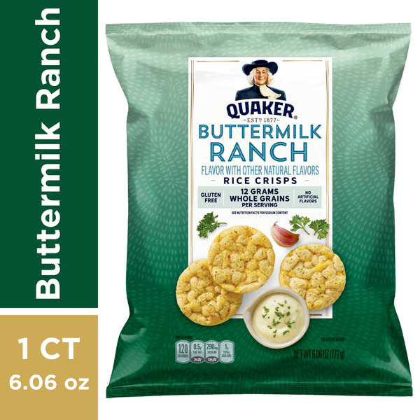 Chips & Pretzels Quaker Rice Crisps, Buttermilk Ranch hero