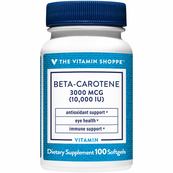 Vitamin A The Vitamin Shoppe Beta Carotene Antioxidant - 10,000 IU (100 Softgels) hero